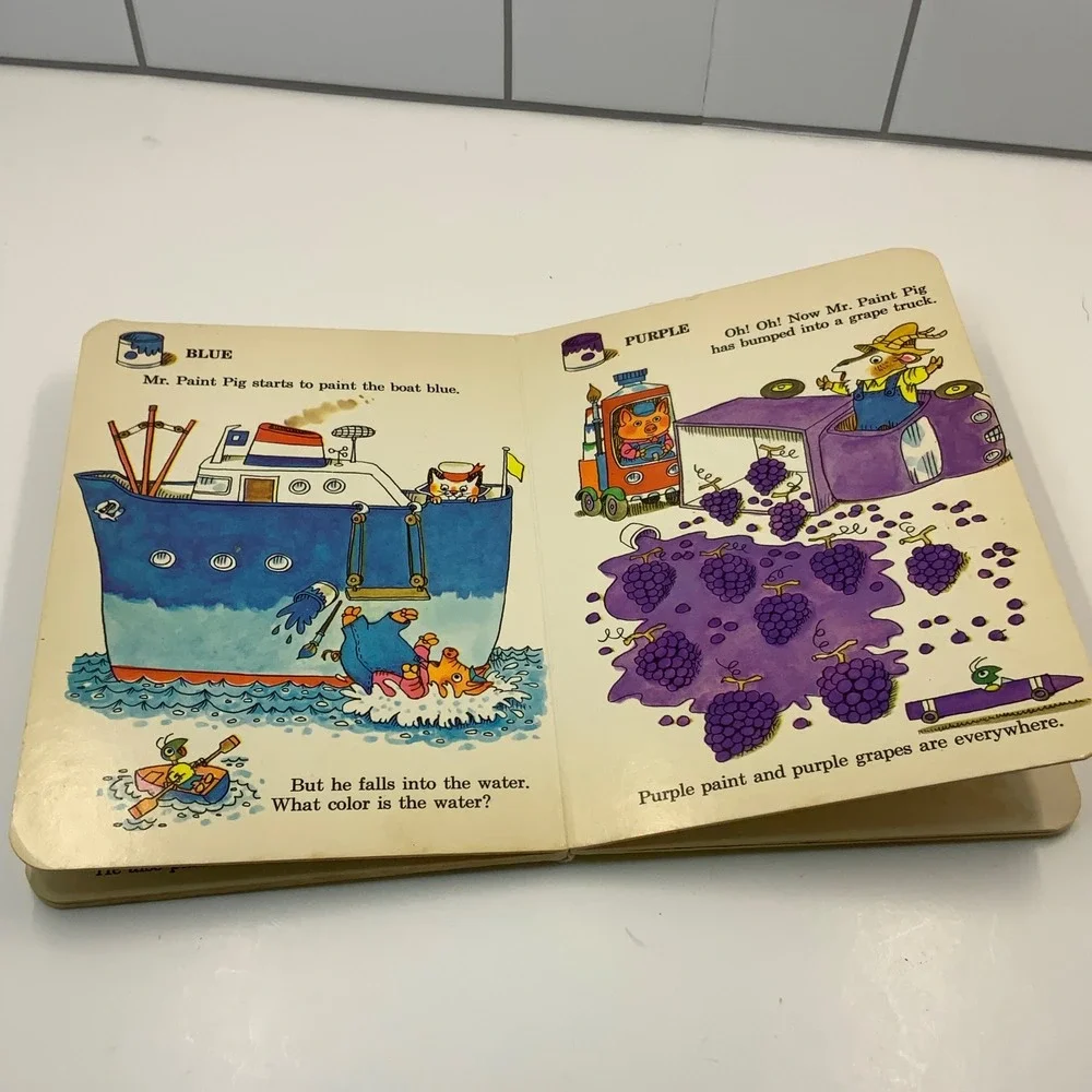 Vintage 1976 Richard Scarry's Color Book Mr Paint‎ Pig Board Book 0-394-83237-X